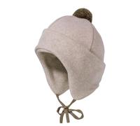 maximo GOTS MINI-Mütze,Baumwollfleece Pompon, Umschlag, Bindeband Baumwollfleece