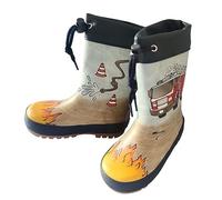 maximo Gummistiefel, Kindergummistiefel, Babygummistiefel, Regenstiefel, gepatcht, mit Stulpe, Winterfutter, Motiv Feuerwehr, Navy (32)