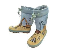 maximo Jungen Baby-und Kindergummistiefel, Regenstiefel, blau-lead, Baustelle, Jersey, Print, Stulpe, Reflex 3M, Naturgummi (eu_footwear_size_system, little_kid, men, numeric, medium, numeric_31)