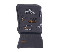 maximo Jungen Wintermütze, Sturmhaube, Schlupfmütze, Schalmütze, Graphit oder Graphitblau, Baufahrzeug-Motiv, doppelwandig gefüttert, Made in Germany