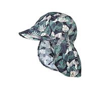 maximo Kids-Boy-Schildmütze mit Bindeband und Nackenschutz, UV 50, anthrazit-wollweiß, Monstera-Dschungel, Sonnenhut Made in Germany (as3, Numeric, Numeric_51)