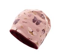Maximo KIDS Girl-Beanie Schmetterling - 51/53 / rose tan/bordeaux / 93% Baumwolle 7% Elasthan