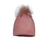 maximo Kids Girl-Mütze, Pompon Strass, Fleecestreifen Made in Europe