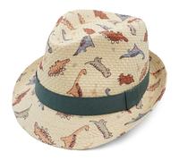 maximo - Kid's Mini Boy-Trilby Dinosaurier Allover Futter - Hut, Gr. 51 cm, beige (Wollweiß/Multicolor)