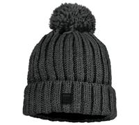 maximo - Kid's Mütze Rippe mit Pompon und Fleecefutter - Mütze, Gr. 53 cm-55 cm 53-55 cm, schwarz/grau (Anthracite)