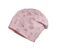 maximo Kids Wende-Beanie Pferde/uni UV 50 - 49 / lilas-pferd / 95% Baumwolle 5% Elasthan