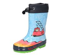 MAXIMO Kinder Gummistiefel Feuerwehr navy/hellblau/koralle 28