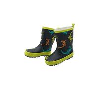 maximo Kinder Gummistiefel, Riegenstiefel, Babygummistiefel Jungen, schwarz, Motiv Gecko, Naturgummi, Gr. 23