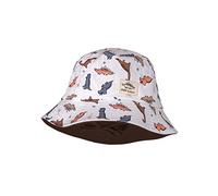 maximo Little Dinos Kinderhut Stoffhut Fischerhut Baumwollhut Sonnenhut Strandhut Sommerhut Kinder - mit Kinnband Sommer Frühling-Sommer - 49 cm weiß