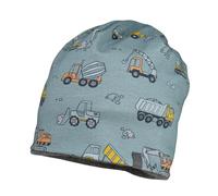 maximo Mini-Beanie für Jungen, Herbst/Winter, Jersey Bedruckt BW-Fleece Futter Graumeliert mit Baustelle, Gr. 49