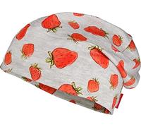 maximo MINI-Beanie für Mädchen, hellgraumeliert mit Erdbeeren, bedruckter Jersey, UV 50, Gr. 51