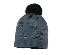 maximo MINI Boy-Mütze, Baufahrzeuge Pompon, Futter