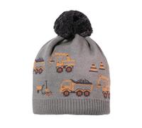 maximo MINI Boy-Mütze, Baufahrzeuge Pompon, Futter Made in Germany