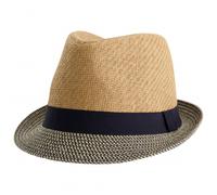maximo - Mini Boy's Trilby - Hut, Gr. 49 cm, beige (Stroh/Navy)