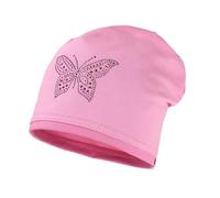 maximo Mini Girl-Beanie Middle, Kontrastrand, Jersey Uni, Deko, UV 50 Made in Germany Baumwolljersey