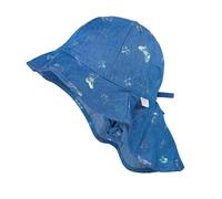maximo MINI-Girl-Flapper mit Nackenschutz und Schmetterlingen, Denim blau, Bindeband, UV 50, Größe 47