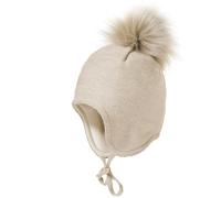 maximo MINI Girl-Inkamütze, Strass Kunstfellpompon, Vollfutter