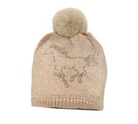 Maximo MINI Girl-Mütze Pferd Strass - 53/55 / beigemeliert / 60% Polyester 30% Polyamid 10% Wolle