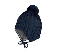maximo MINI-Mütze, Zopf, ausgenäht Pompon, Futter Merino