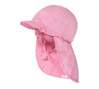 maximo Mini-Schildmütze, Streifen Nackenschutz, Bindeband, UV 30 Made in Germany 47 rosa nelke-Streifen