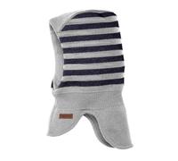 maximo Mini-Schlupfmütze, Windstopper 2-farb-Ringel Made in Germany 55 Graumeliert/Marine