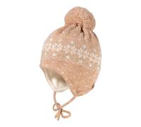 maximo Norweger-Strickmütze Jacquard mit Bommel 47 rosa/natur