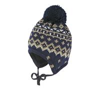 maximo Norweger-Strickmütze Jacquard mit Bommel 51 marine/beige