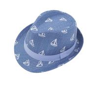 maximo Sailboats Trilby Kinderhut Strohhut Sommerhut Sonnenhut Strohtrilby Kinder - mit Futter, Ripsband Sommer Frühling-Sommer - 51 cm Denim