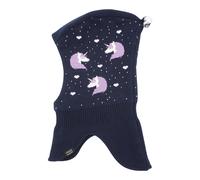 maximo - Girl-Schlupfmütze Jacquard Einhorn - Mütze, Gr. 49 cm-51 cm 49-51 cm, blau (Navy/ChiveBlossom)