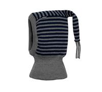 maximo Twotone Stripes Schlupfmütze Mütze Kindermütze Strickmütze Wintermütze Streifenmütze Kinder - Made in Germany mit Futter, Futter Winter Herbst-Winter - 49 cm grau