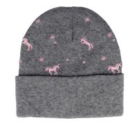 maximo Winter-Strickmütze Einhörner 53 grau melange/rosa
