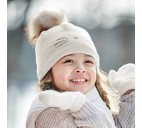 maximo Winter-Strickmütze Fake Fur-Bommel Katze 55 natur