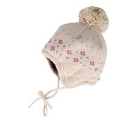 maximo Winter-Strickmütze mit Bommel Blumen 41 natur/rosa