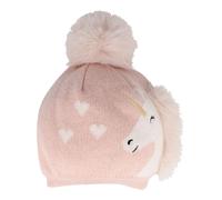 maximo Winter-Strickmütze mit Bommel Einhorn 49 rosa/natur