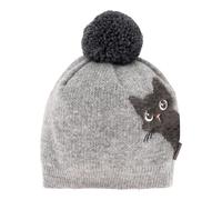 maximo Winter-Strickmütze mit Bommel Katze 49 grau melange