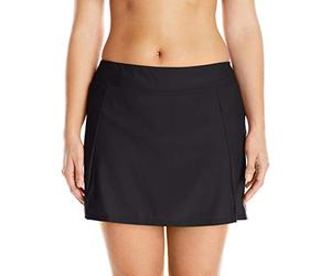 Maxine Of Hollywood Women's Plus-Size Side Slit Swim Skirt Swimsuit, Black, 18W