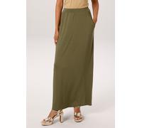 Maxirock ANISTON CASUAL, Damen, Gr. 34, grün (khaki), Single Jersey, Obermaterial: 95% Viskose, 5% Elasthan, unifarben, figurumspielend knöchelfrei, Röcke Maxirock, im Marine Look (77731806-34) khaki