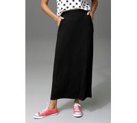 Maxirock ANISTON CASUAL, Damen, Gr. 36, schwarz, Single Jersey, Obermaterial: 95% Viskose, 5% Elasthan, unifarben, figurumspielend knöchelfrei, Röcke Maxirock, im Marine Look (15040421-36) schwarz