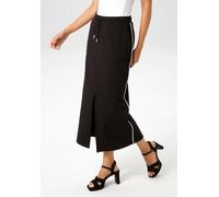 Maxirock ANISTON CASUAL, Damen, Gr. 42, schwarz-weiß (schwarz, weiß), angeraute Sweatware, Obermaterial: 100% Baumwolle, unifarben mit Farbeinsatz, figurumspielend knöchelfrei, Röcke Maxirock, mit kon