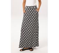 Maxirock ANISTON CASUAL, Damen, Gr. 42, schwarz-weiß (schwarz, weiß), Single Jersey, Obermaterial: 95% Viskose, 5% Elasthan, Paisley, bedruckt, gemustert, figurumspielend knöchelfrei, Röcke Maxirock, 