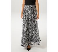 Maxirock ANISTON CASUAL, Damen, Gr. 42, schwarz, wollweiß, Georgette, Obermaterial: 100% Polyester. Futter: 100% Polyester, animal-print, gemustert, ausgestellt knöchellang, Röcke Maxirock, im trendig