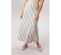 Maxirock ANISTON SELECTED, Damen, Gr. 46, hellblau, camel, beige, Single Jersey, Obermaterial: 95% Viskose, 5% Elasthan, bedruckt, gemustert, gestreift, figurumspielend knöchelfrei, Röcke Maxirock, mi