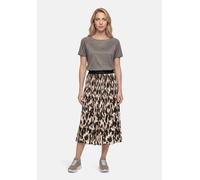 Maxirock BETTY BARCLAY "Damen mit Gummizug", Damen, Gr. 44, beige, schwarz, Obermaterial: 100% Polyester, figurumspielend lang, Röcke Maxirock (25608552-44) beige, schwarz