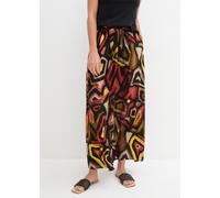 Maxirock BONPRIX, Damen, Gr. 38, karminrot, schwarz bedruckt, Obermaterial: 100% Viskose, ausgestellt, Röcke Maxirock, ausgestellte Passform, aus Viskose, Maxirock-Länge (26056548-38) karminrot, schwa