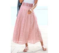 Maxirock BUFFALO, Damen, Gr. 36, lila (mauve), Web, Obermaterial: 100% Baumwolle. Futter: 100% Viskose, unifarben, figurumspielend knöchelfrei, Röcke Maxirock, aus Spitze, Eyelet, Sommerrock, modische