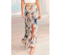 Maxirock BUFFALO, Damen, Gr. 44, beige (sand bedruckt), Jersey, Obermaterial: 100% Viskose, bedruckt, figurumspielend lang, Röcke Maxirock, aus Viskosejersey, langer Sommerrock mit Alloverdruck und Sc