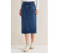 Maxirock CECIL, Damen, Gr. 29, mid blau wash, Web, 77% Baumwolle, 20% Polyester, 3% Elasthan, unifarben, comfort fit normal, Röcke Maxirock, Middle Waist (24694208-29) mid blau wash
