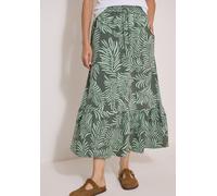 Maxirock CECIL, Damen, Gr. S (38), khaki, Stoff, 100% Viskose, gemustert, comfort fit lang, Röcke Maxirock, mit Blätterprint (25139023-S) khaki