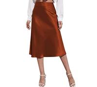 Maxirock Damen Festlich Röcke Elegant Satin-Rock Midi Schwarz Lang Bleistiftrock Hohe Taille Businesskleider Schick satinrock A-Line Seide-Sommerrock Seidenrock