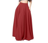 Maxirock Damen Lang, Langer Rock Boho Blumen Midirock Vintage Ausgestellter Stufenrock Boho-Kleid Sommer Elegant Strandrock Sommerrock Faltenrock